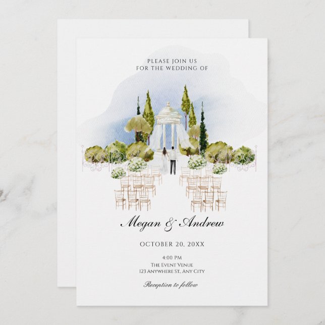 Decoración boda del jardín Invitación (Anverso / Reverso)