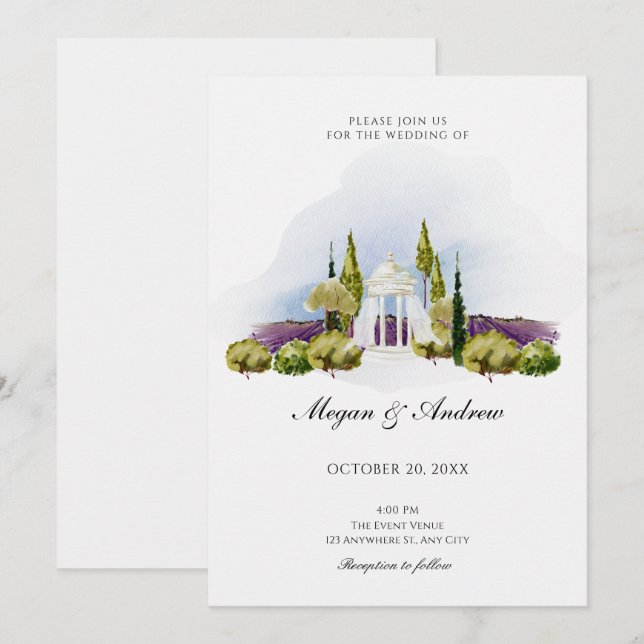 Decoración boda del jardín Invitación (Anverso / Reverso)