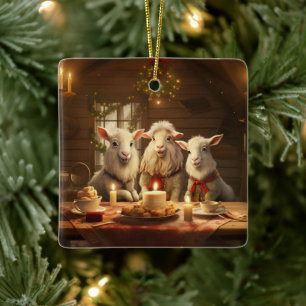 Decoración con adornos de cabra, regalos para los