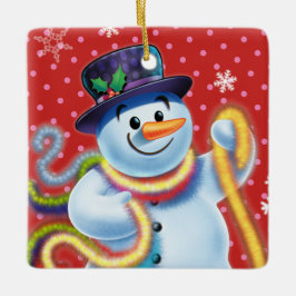 Decoración cuadrada de árboles de Navidad Snowman