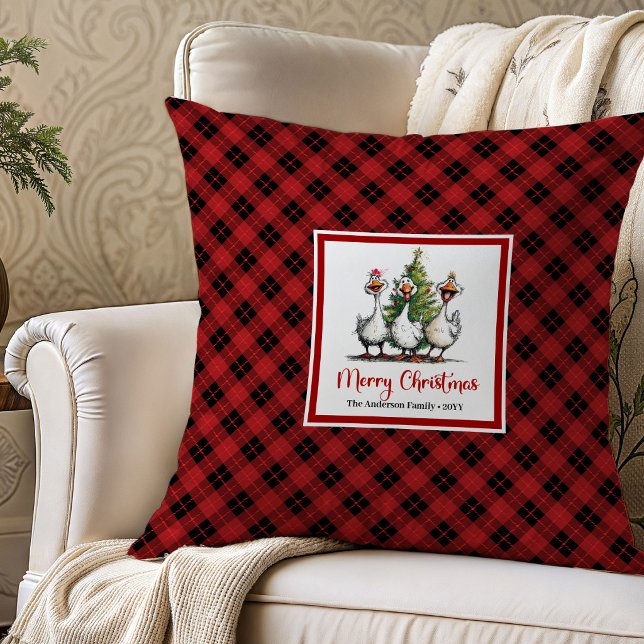 Decoración de Almohada de Navidad de Ganso Tonto d (Christmas Silly Goose Cartoon Throw Pillow Decor)