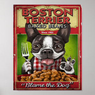 Decoración de alubias al horno de Boston Terrier  