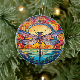 Decoración de árbol de cerámica de vidrio manchado
