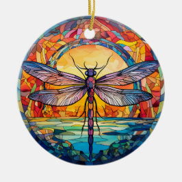 Decoración de árbol de cerámica de vidrio manchado