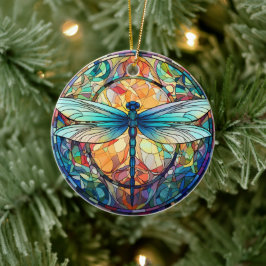Decoración de árbol de cerámica de vidrio manchado