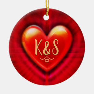 Decoración de árbol de Navidad de corazón rojo pro