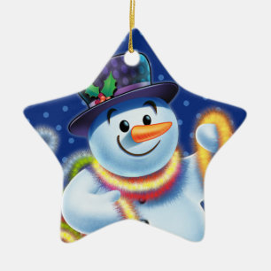 Decoración de árbol de Navidad de estrella Snowman