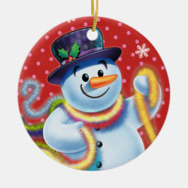 Decoración de árbol de Navidad redondo Snowman & t