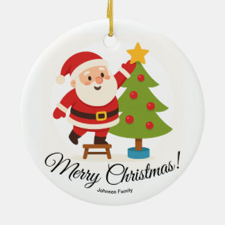 Decoración de árbol de Santa con nombre de familia