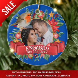 Decoración de árbol vintage con fotografía azul pe