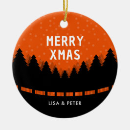 Decoración de árboles de Feliz Navidad bosque negr