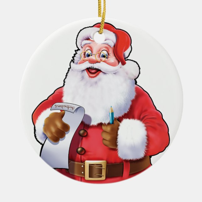 Decoración de árboles de Navidad redonda Santa. (Frente)