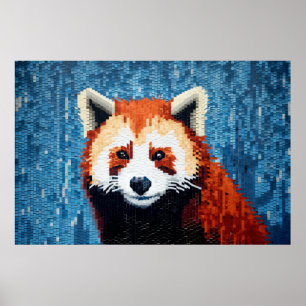 Decoración de arte animal panda rojo pintura mosai
