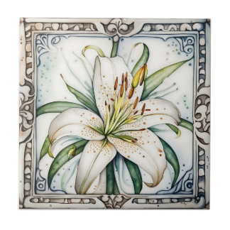 decoración de arte lily azulejos de cerámica decor