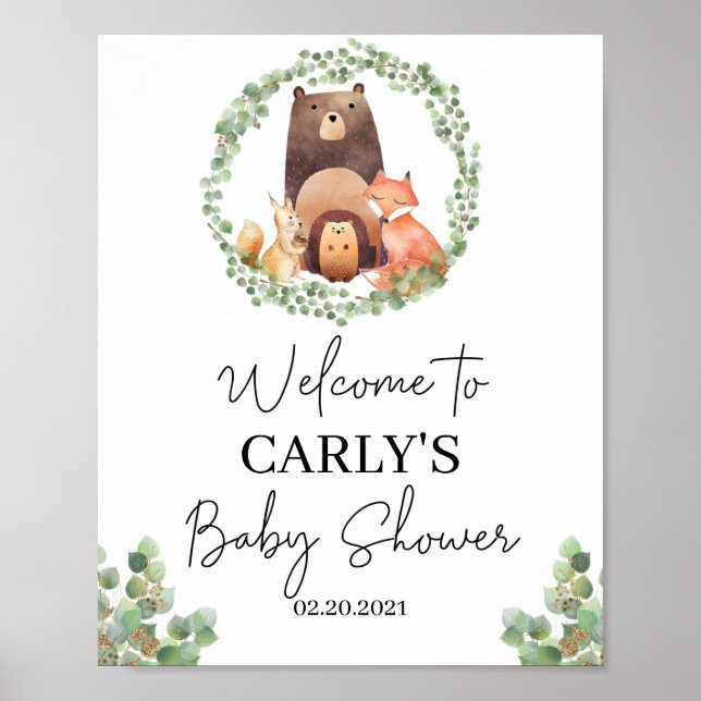 Decoración de Baby Shower|Animales de Woodland| si (Frente)