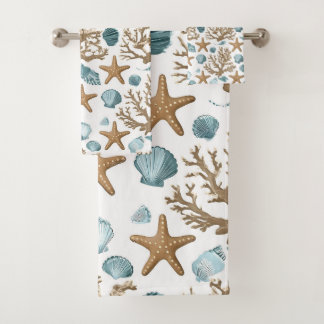 Decoración de baño de playa costera con conchas 39