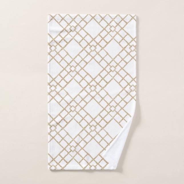 Decoración de baño preppy con enrejado de bambú (Toalla de mano)