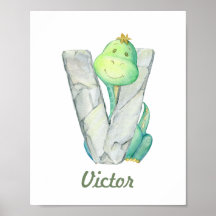 Decoración de bebés personalizado Carta de dinosau