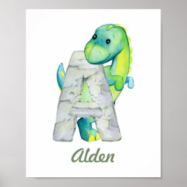 Decoración de bebés personalizado Letra a dinosaur