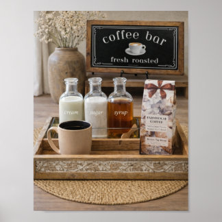 Decoración de bodegón de barra de café de granja |