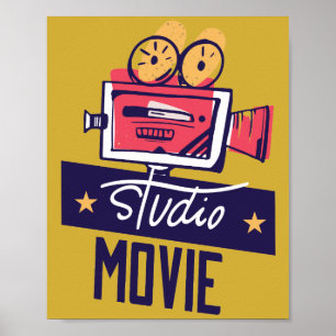 Decoración de cartel de cámara de estudio de cine