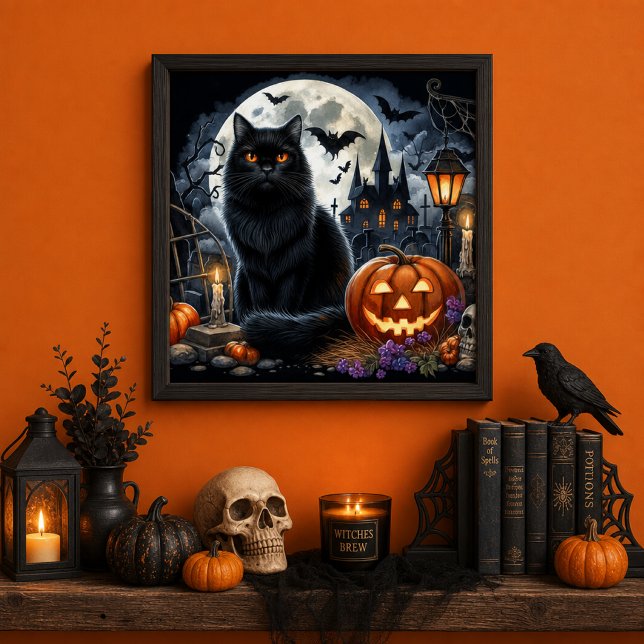 Decoración de casa para Halloween gato negro  (Subido por el creador)