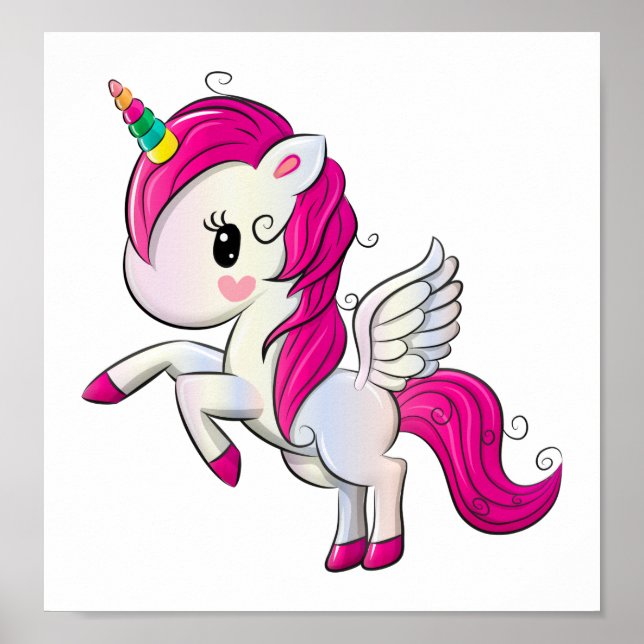 Decoración de Chica Poster unicornio arcoiris rosa (Frente)