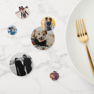 Decoración de confeti de ducha nupcial con foto pe