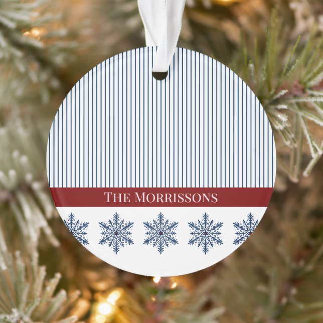 Decoración de copo de nieve con rayas y acento roj (Árbol)