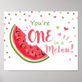 Decoración de cumpleaños de uno en un melón para f