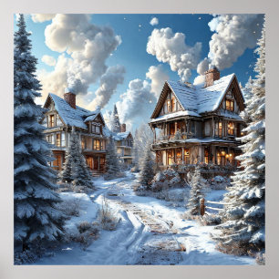 Decoración de escena de nieve Arte de pared de pai