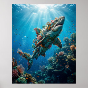 Decoración de fantasía de arrecife de tiburón cora