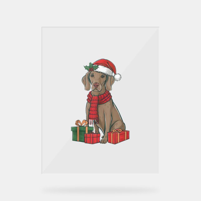 Decoración de fiesta de Navidad Santa Weimaraner p (Anverso)