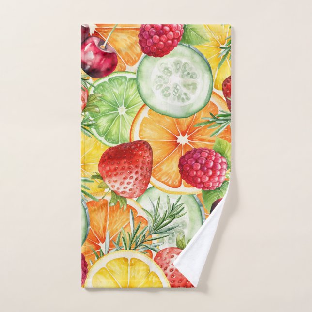 Decoración de frutas de verano acuarela (Toalla de mano)