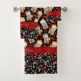 Decoración de gato afortunado japonés negro Kimono