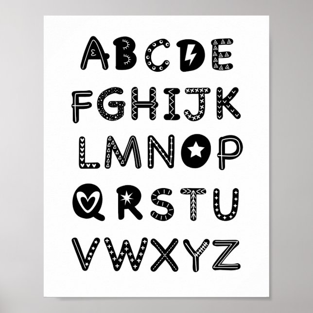 Decoración de guardería alfabeta ABC Clipart Impre (Frente)