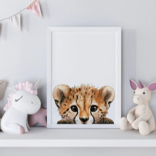 Decoración de guardería de acuarela de bebé guepar