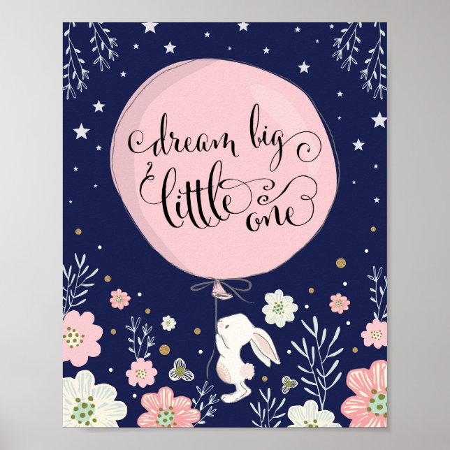 Decoración de guardería de conejito, conejo sueña  (Frente)