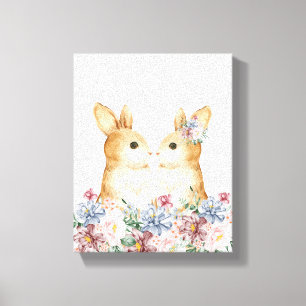 Decoración de guardería de flores de conejos para 