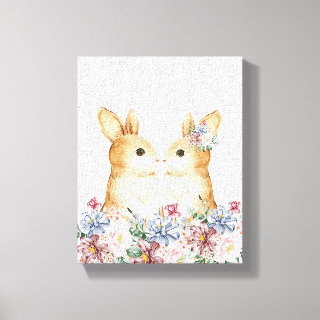 Decoración de guardería de flores de conejos para  (Anverso)