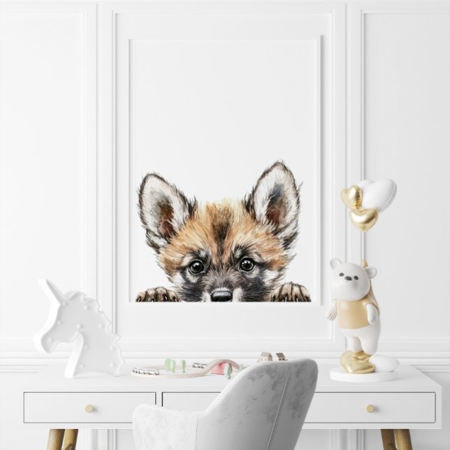 Decoración de guardería de perro salvaje de acuare (Cute Watercolor Baby Wild Dog Nursery Decor)