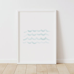 Decoración de guardería de playa de olas de acuare