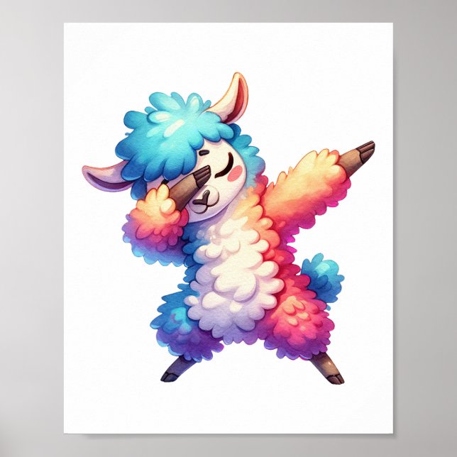 Decoración de guardería Llama acuarela Chica de ar (Frente)