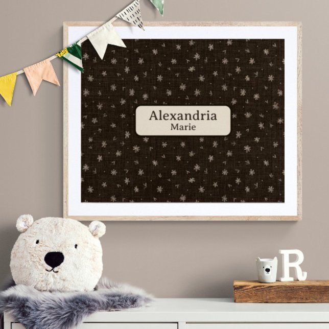 Decoración de guardería marrón país bebé estado de (Customize name! Shown with white mat and wood frame. (you will receive print only) Thank you!)