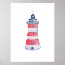Decoración de guardería náutica de acuarela faro o