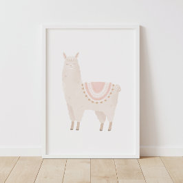 Decoración de guardería para niñas con llama rosa 