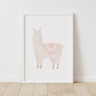 Decoración de guardería para niñas con llama rosa