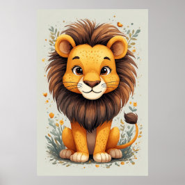 Decoración de habitación de bebé león de dibujos a
