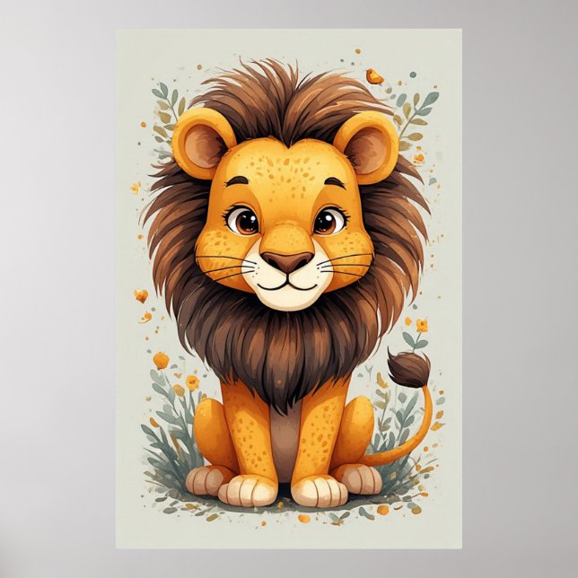 Decoración de habitación de bebé león de dibujos a (Frente)