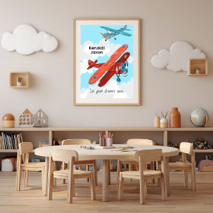 Decoración de habitación infantil con aviones